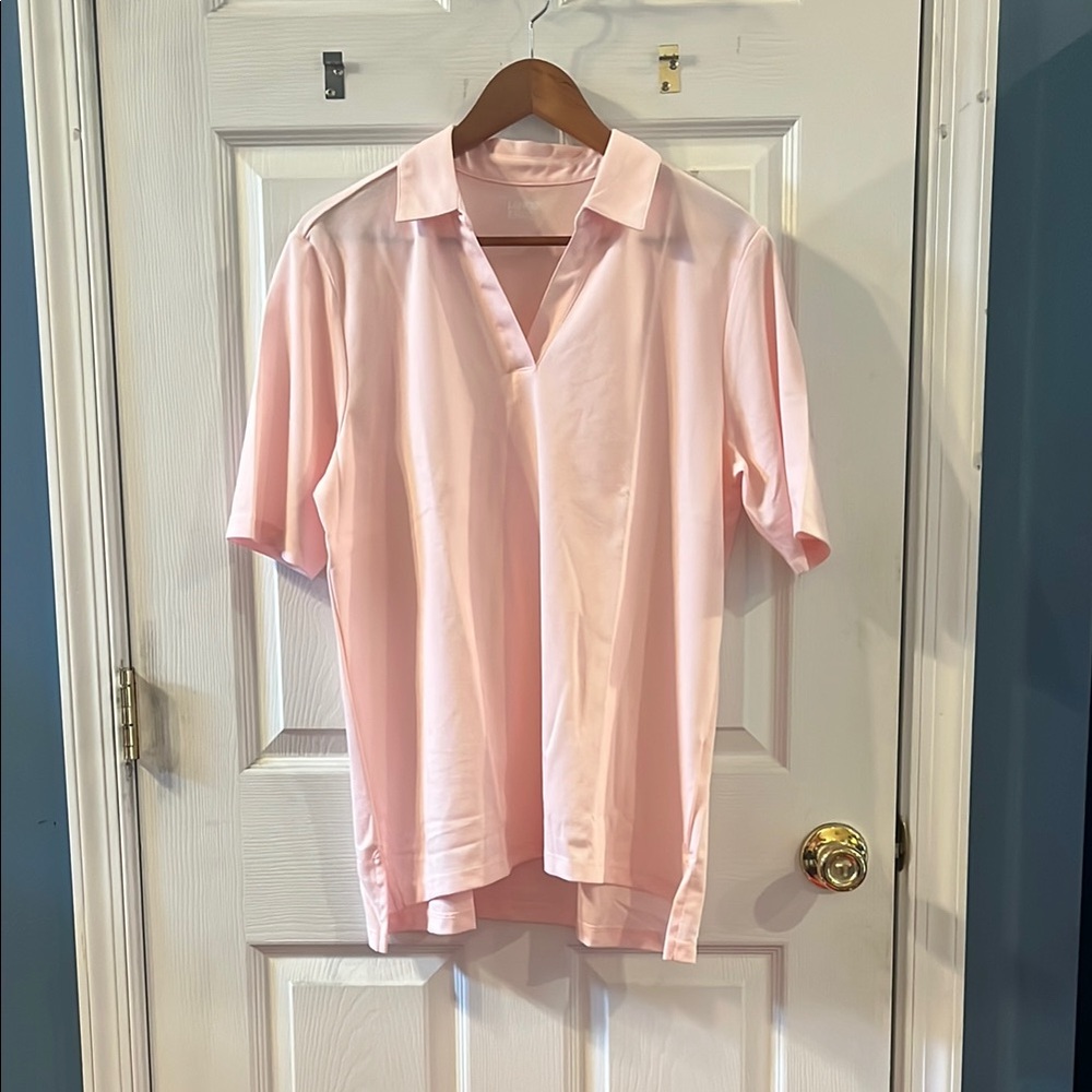Women’s Land’s End Pink Elbow Sleeve Pique Polo Shirt
